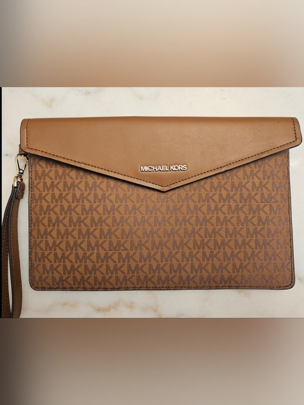 Michael Kors Brown Signature Envelope Clutch